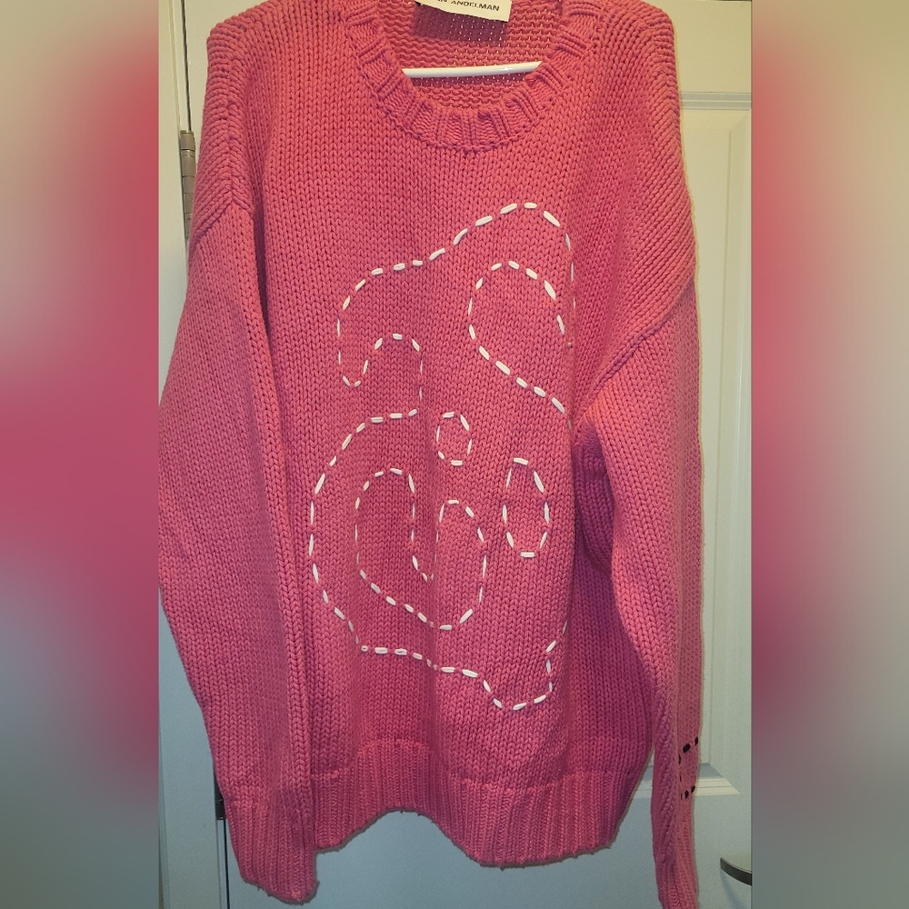Ann Andelman Ribbon Logo Sweater pink cotton 38/L